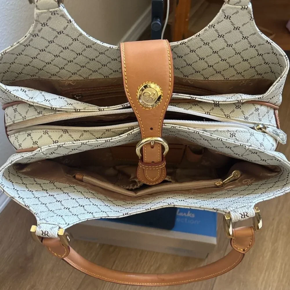 RIONI Moda Italia Signature Monogram Structured Satchel Shoulder Bag